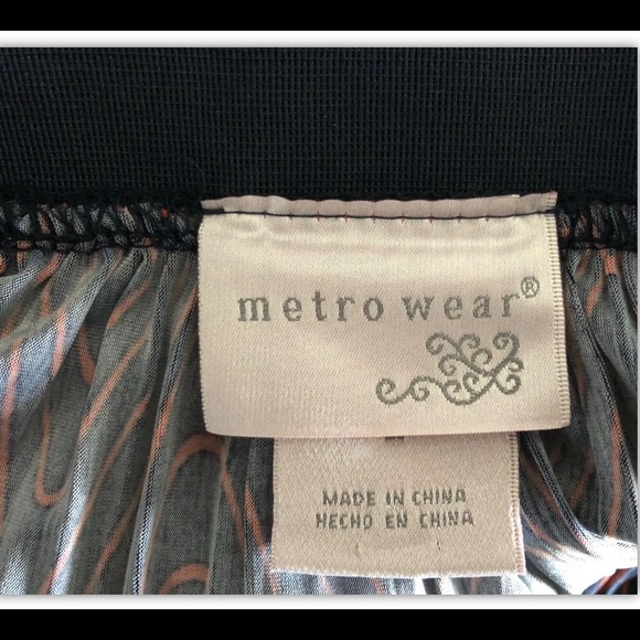 Metro Wear Maxi Flared Skirt Sz L🌹 Elastic Waist Navy Red Abstract pattern - Picture 10 of 10